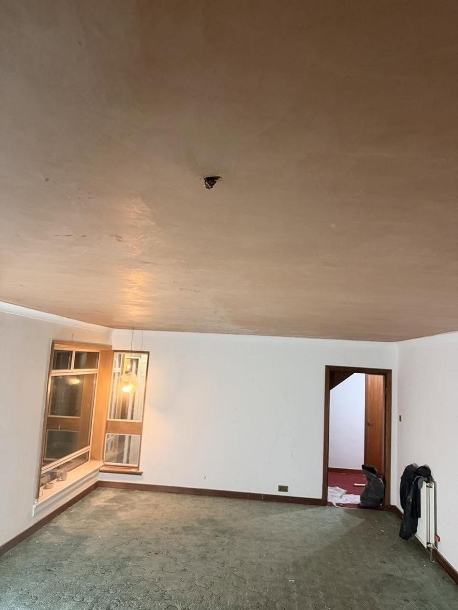 Artex ceiling and chimney breast skimmed flat